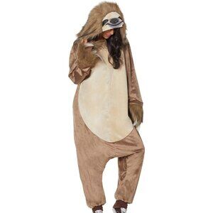 Spirit Adult Faux Fur Sloth Union Suit Onesie Halloween Costume Cosplay